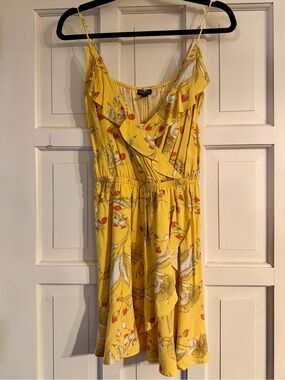 Express Yellow Floral Ruffle Midi Dress